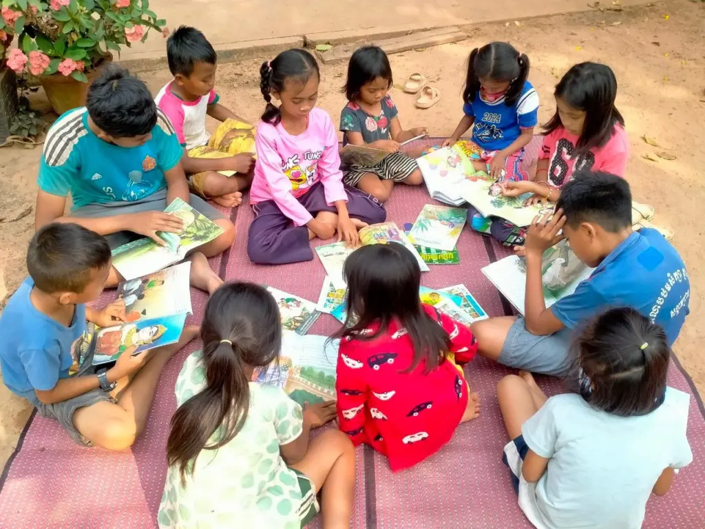 Mobile library in Cambodia as part of the Let's Read program