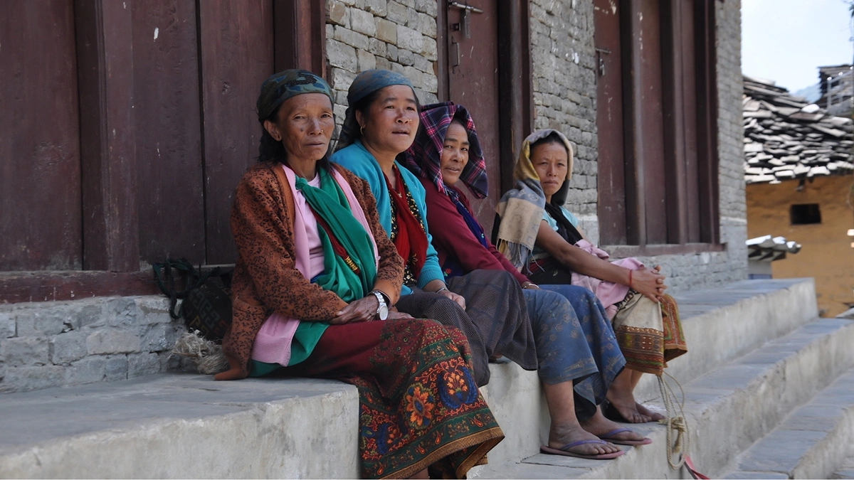 Magar women of Rolpa District, Lumbini Province, in traditional clothing.