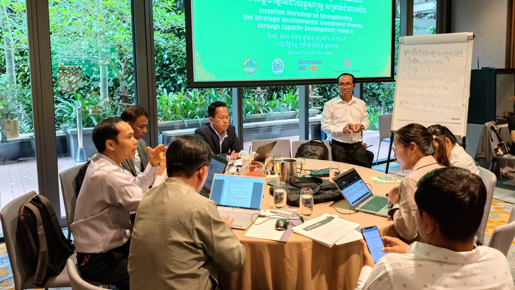 Group discussion in a training workshop on strengthening the strategic environmental assessment in Cambodia