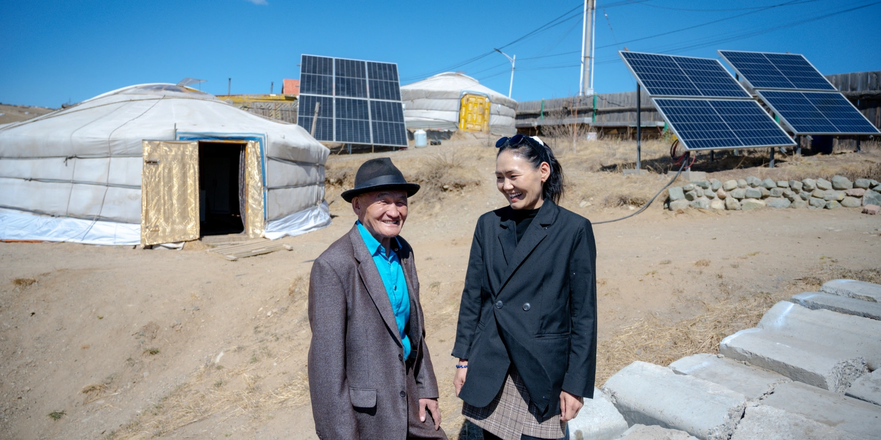 Mr. Sambuu and his daughter, Ms. Davaajargal, join the Coal-to-Solar pilot project supported by The Asia Foundation (TAF) in partnership with URECA LLC and GerHub NGO.