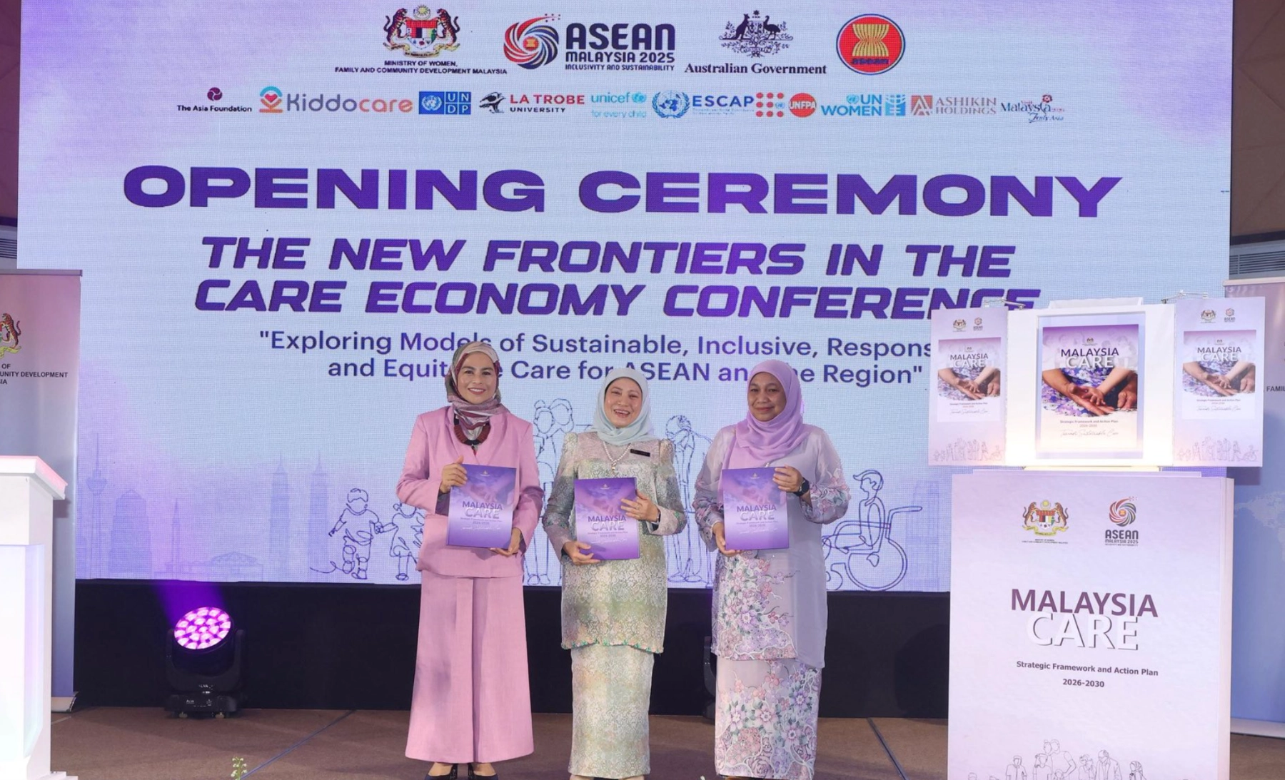 The Asia Foundation joins the Ministry of Women, Family and Community Development and partners in the launch of Malaysia’s National Care Strategic Framework and Action Plan at the New Frontiers in the Care Economy Conference, November 4, 2025.