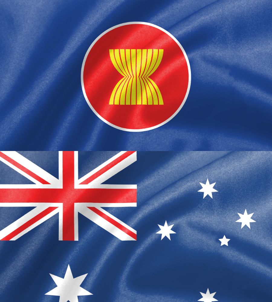 stitched photos of rippled asean and australian flags by charnsitr on canva